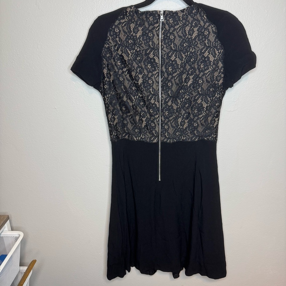 Rebecca Taylor Black Lace Silk Crepe Dress Size 4 - Picture 12 of 14